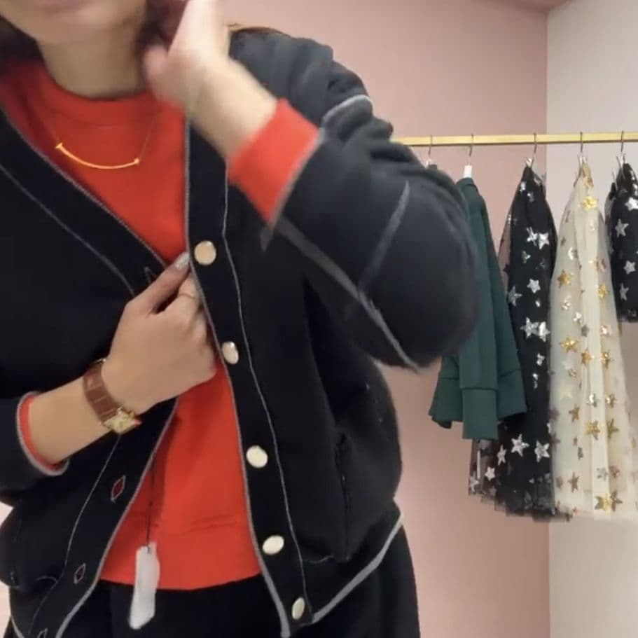 新品　リンカブル　リバーシブルカーディガン ブラック/グレー