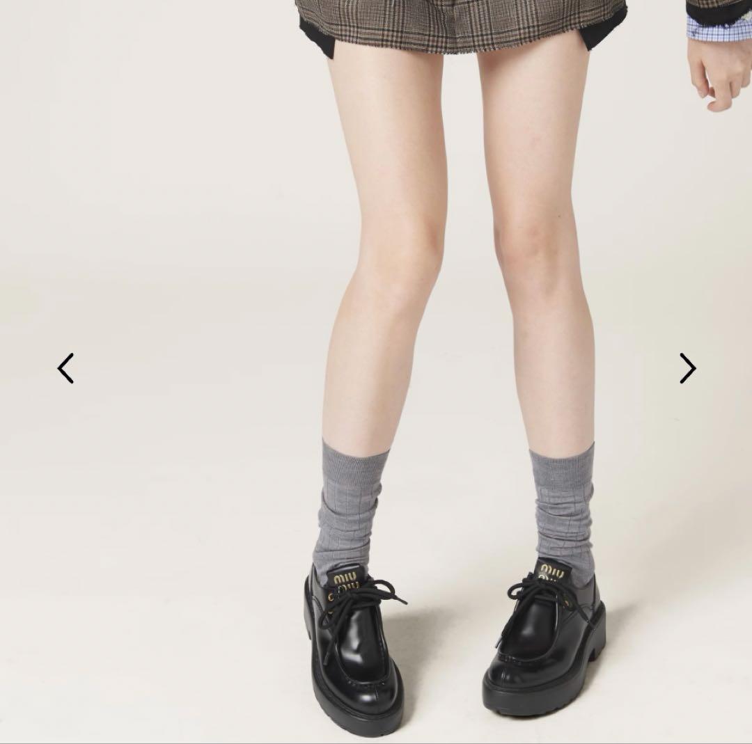 miumiu レザー レースアップ シューズ