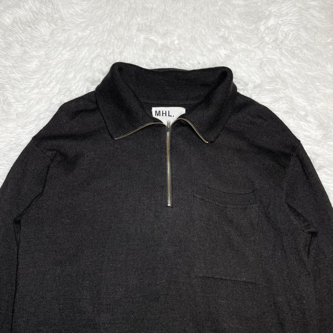 【美品】エムエイチエル　ハーフジップニット・セーター・ドライウールリネン・M