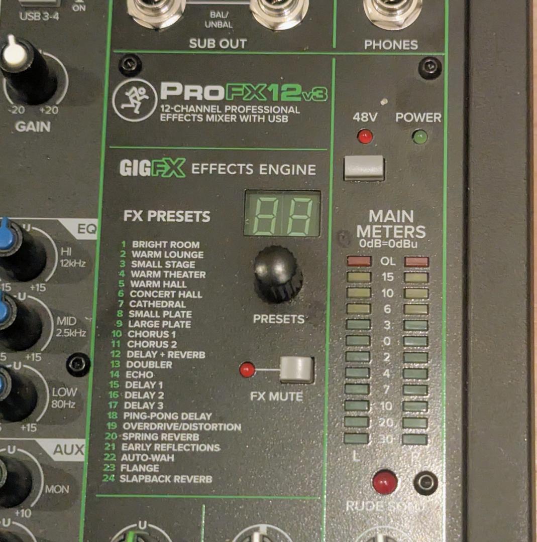 MACKIE ProFX12v3 FX搭載アナログミキサー 12チャンネル