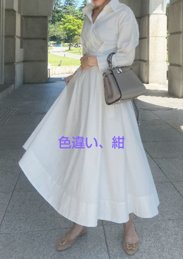 【お値下げ】JENNE 紺 リッチフレアワンピース カシュクールフレア