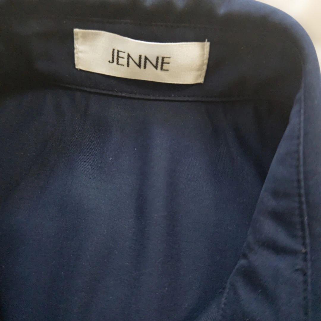 【お値下げ】JENNE 紺 リッチフレアワンピース カシュクールフレア