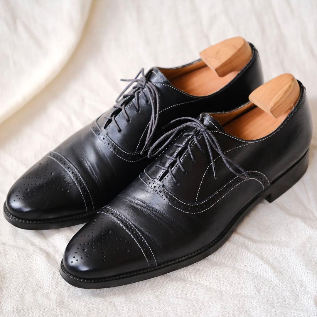 Santoniサントーニ グッドイヤーストレートチップメダリオン黒81/2D