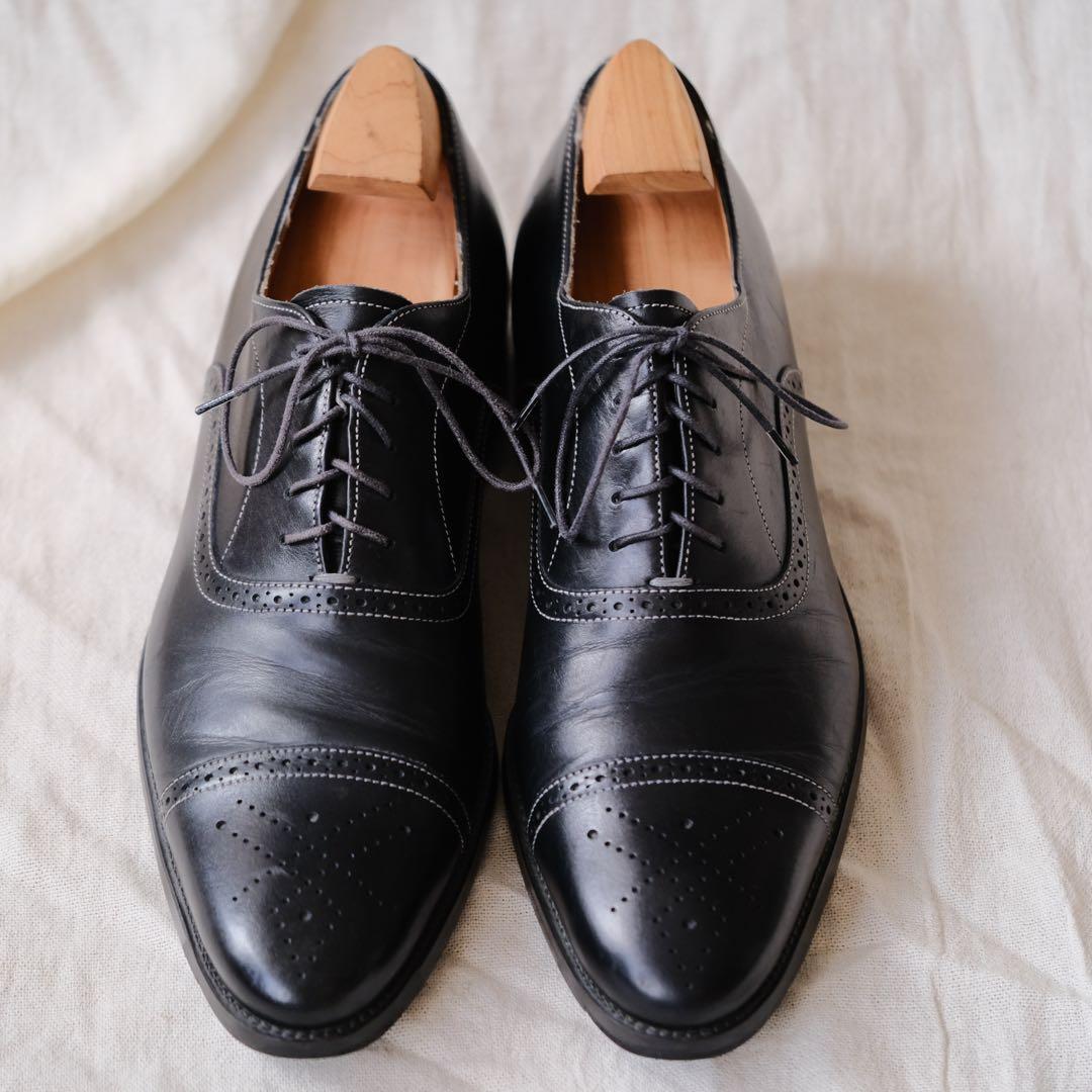 Santoniサントーニ グッドイヤーストレートチップメダリオン黒81/2D