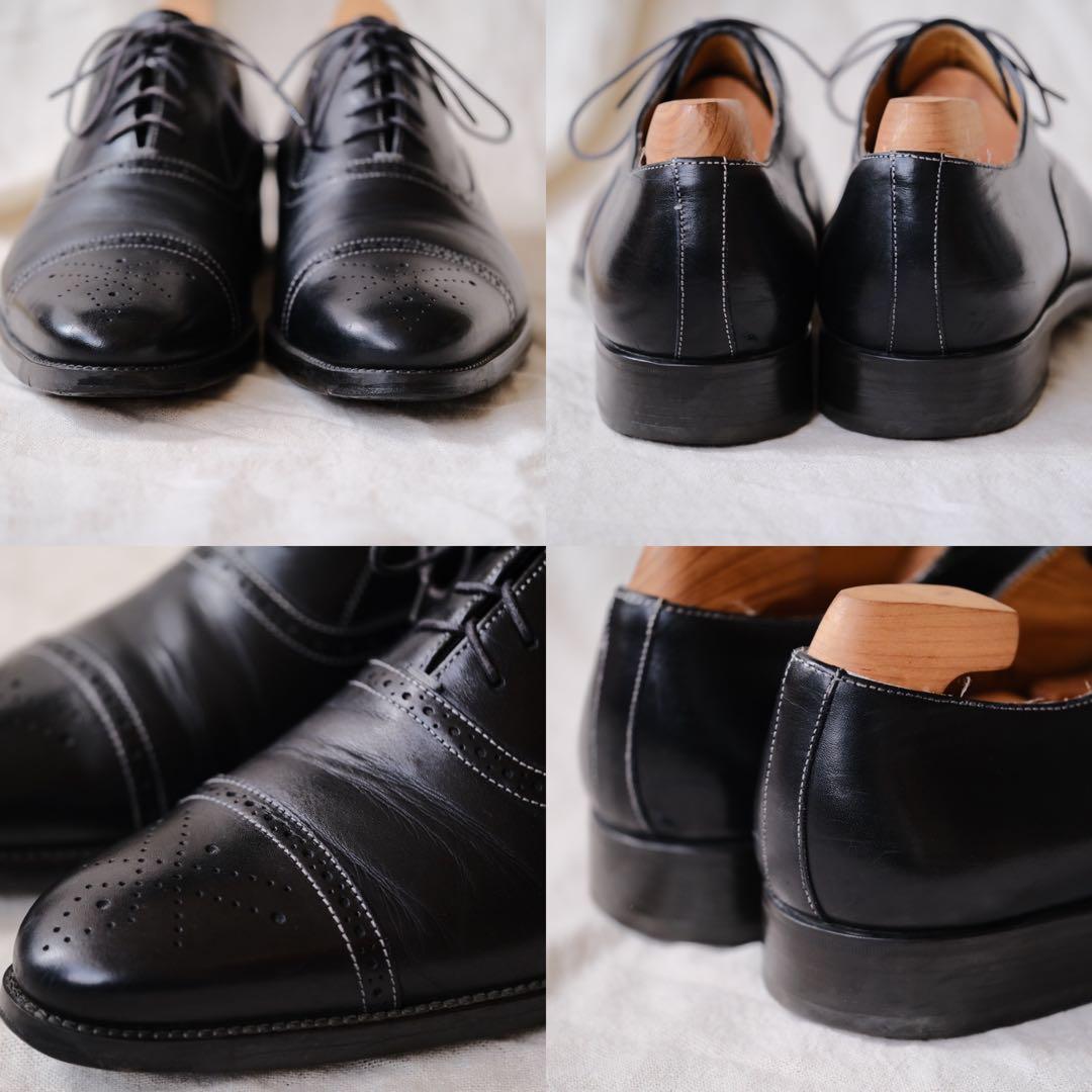 Santoniサントーニ グッドイヤーストレートチップメダリオン黒81/2D