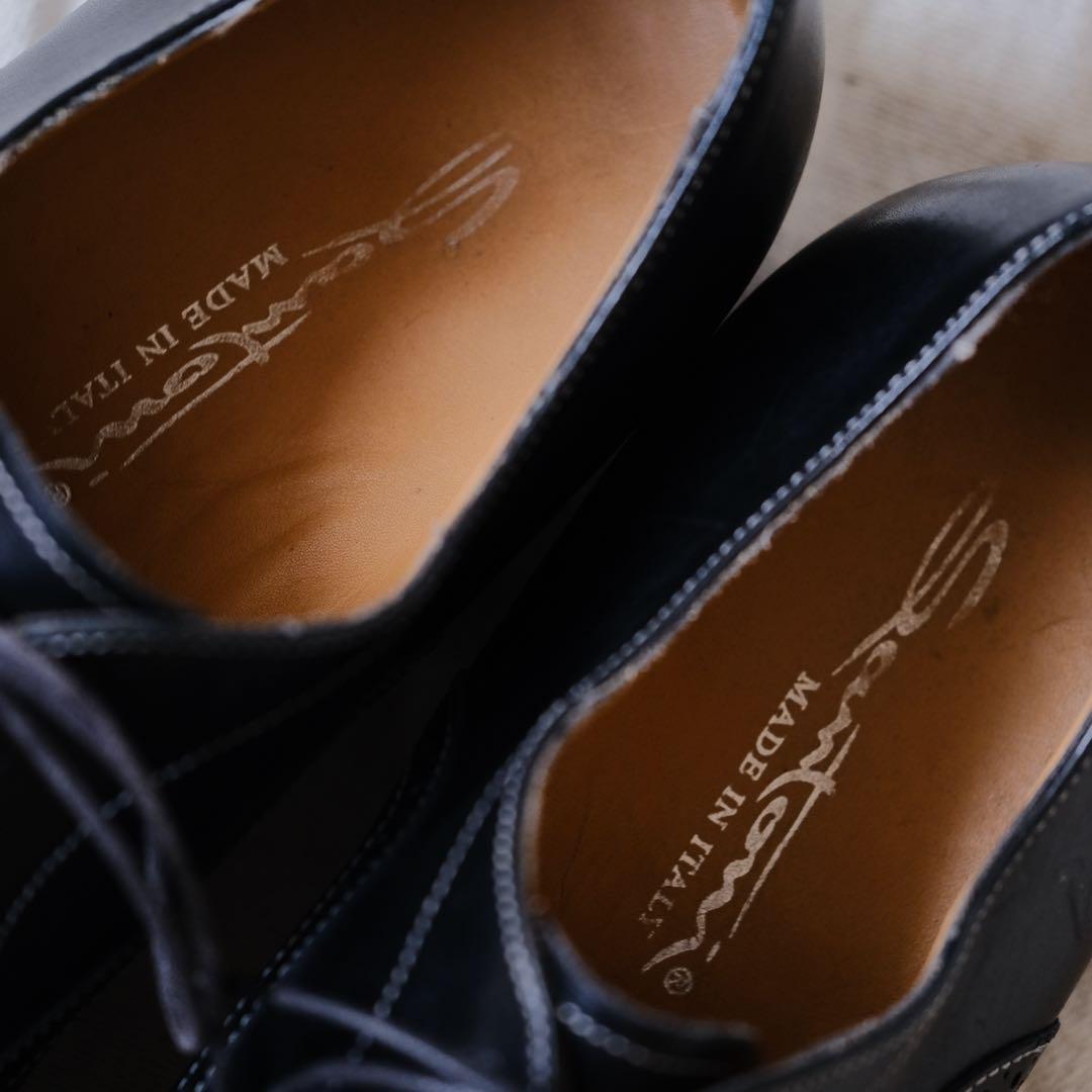 Santoniサントーニ グッドイヤーストレートチップメダリオン黒81/2D