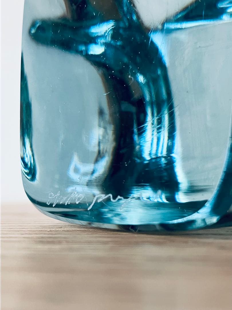 レア スタジオプレパ ガラス製 ライトブルーのブックエンド 1点もの