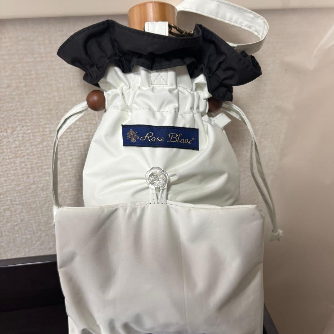 芦屋ロサブラン3段折りフリル アイボリー×ブラック