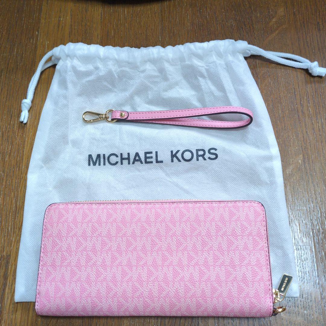 新品未使用　MICHAEL KORS ピンク 長財布 ストラップ付き