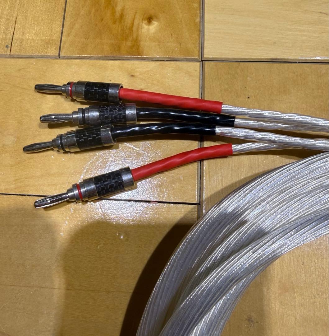 単結晶OCC銀線HIFIスピーカーケーブル3mペア　バナナプラグ