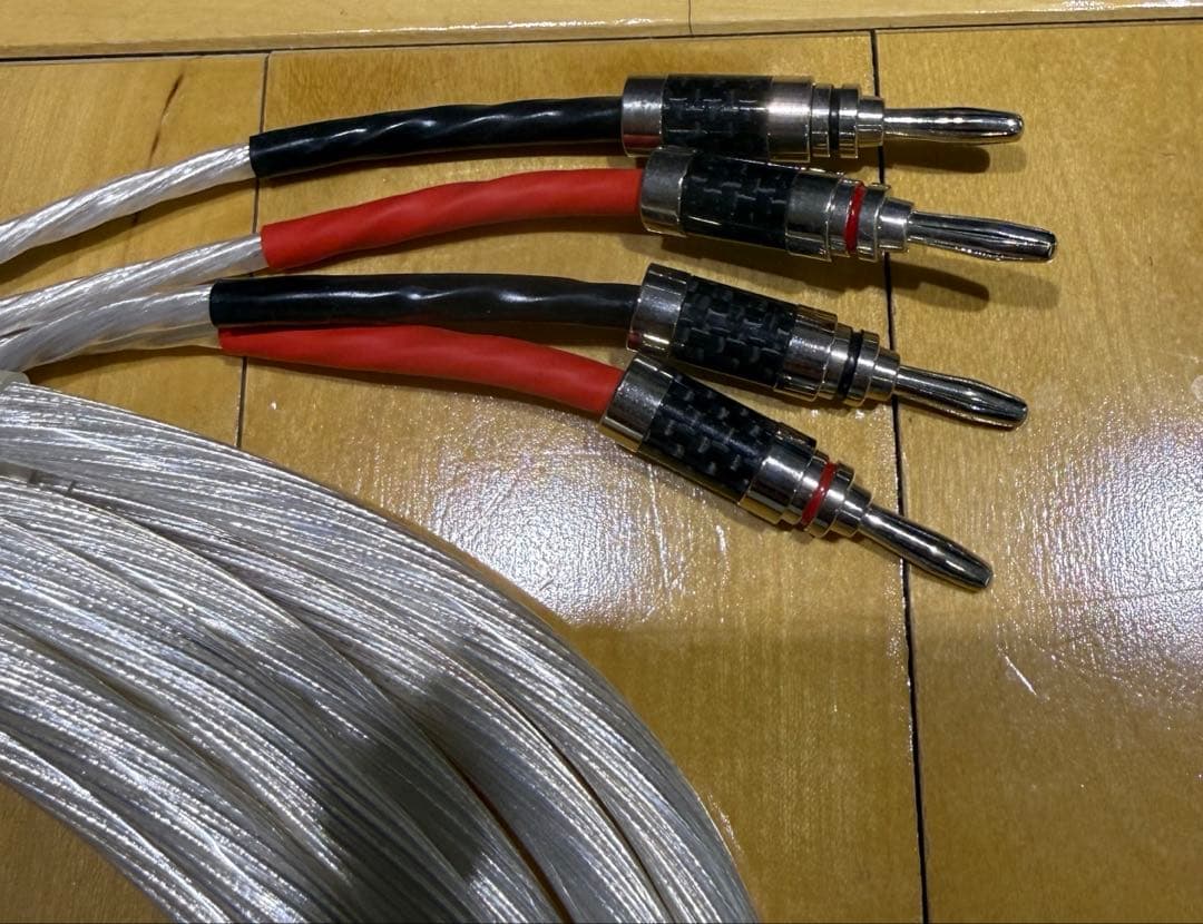 単結晶OCC銀線HIFIスピーカーケーブル3mペア　バナナプラグ