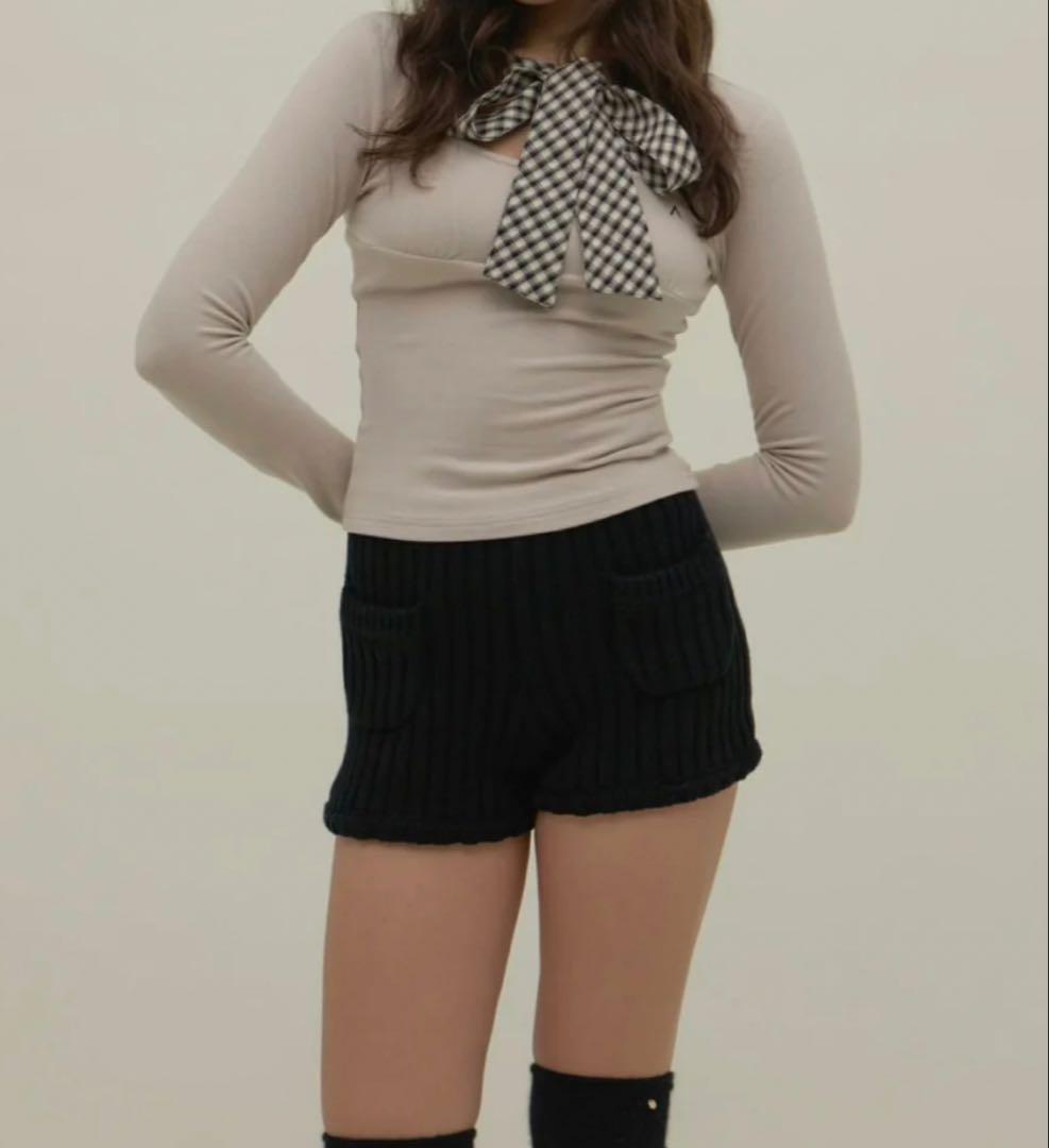 トップス ANDMARY Ami ribbon check tops