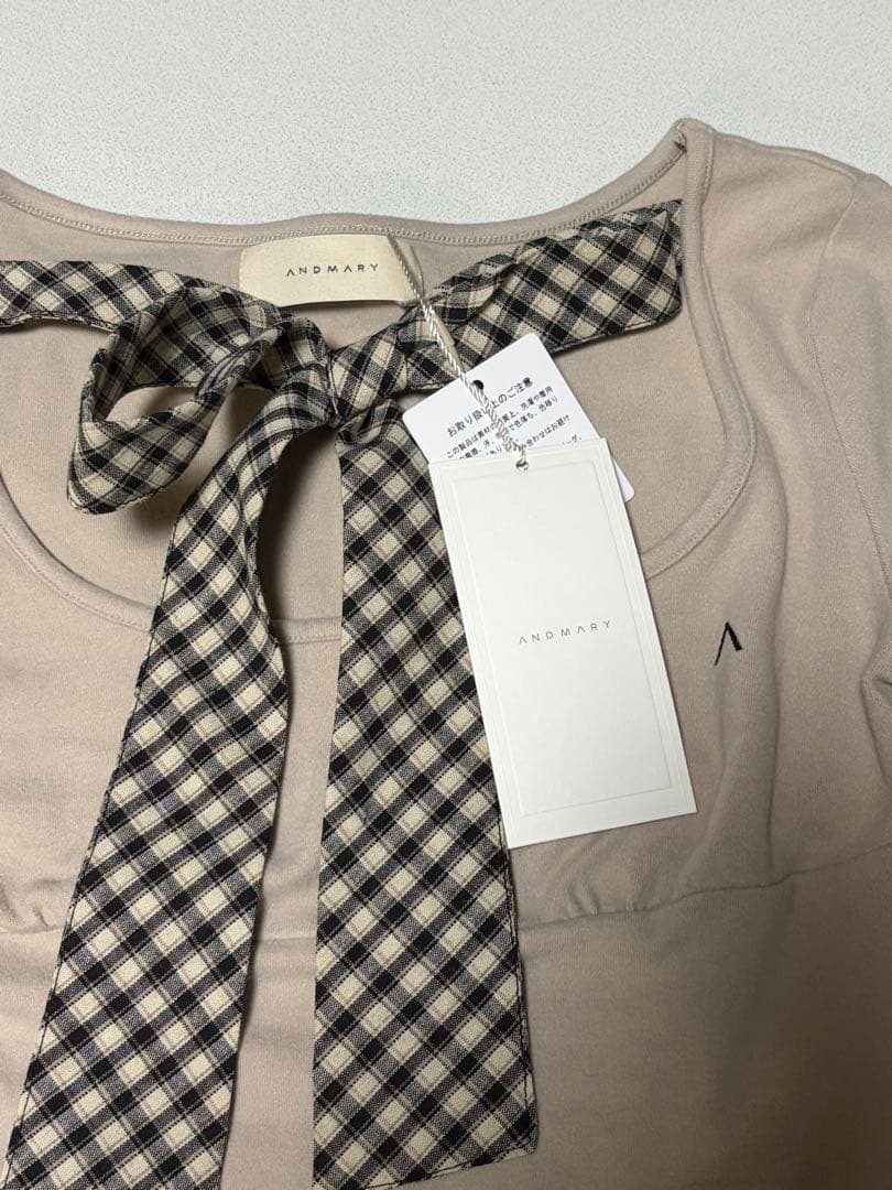 トップス ANDMARY Ami ribbon check tops