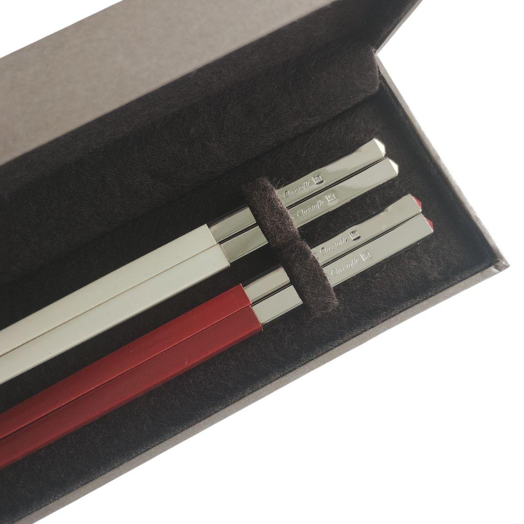 クリストフル　紅白箸2本セット　新品未使用