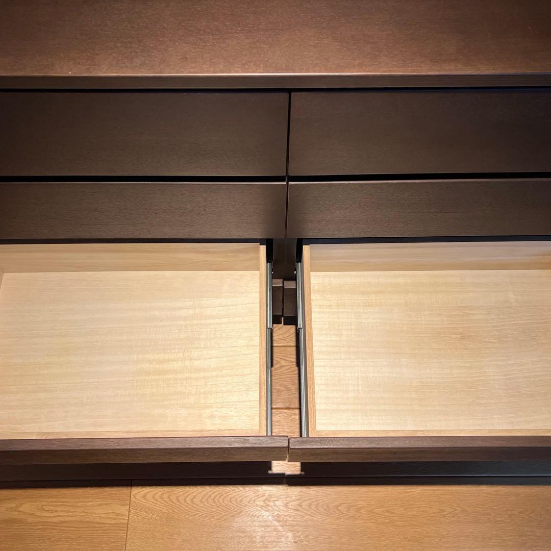 無印良品 木製チェスト 4段ワイド タモ材突板 ダークブラウン