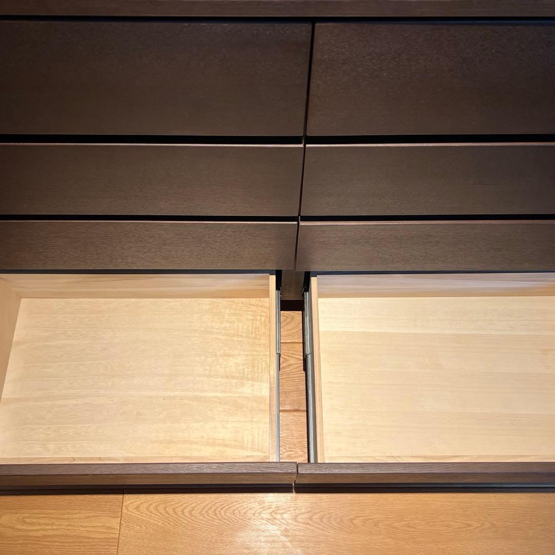 無印良品 木製チェスト 4段ワイド タモ材突板 ダークブラウン