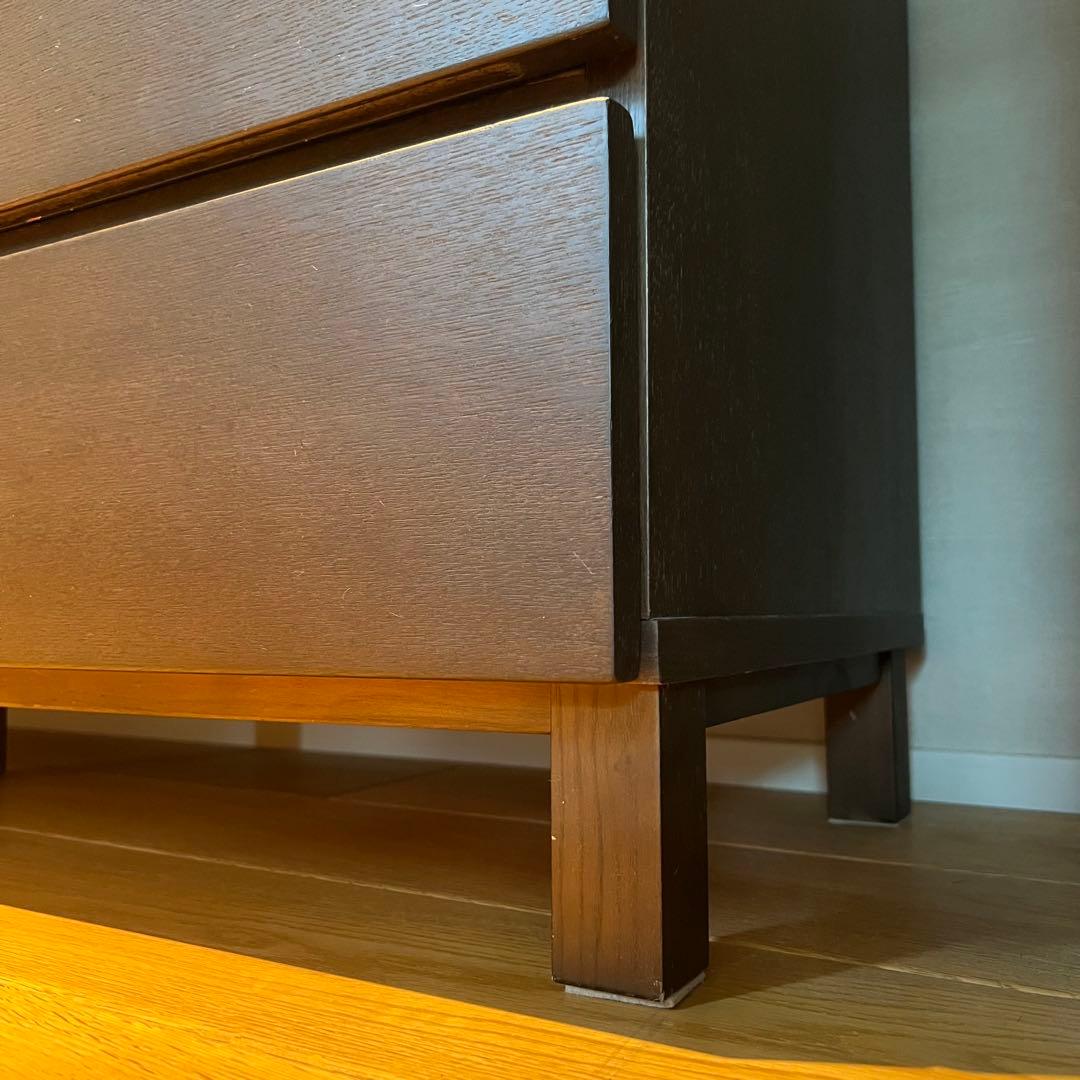 無印良品 木製チェスト 4段ワイド タモ材突板 ダークブラウン