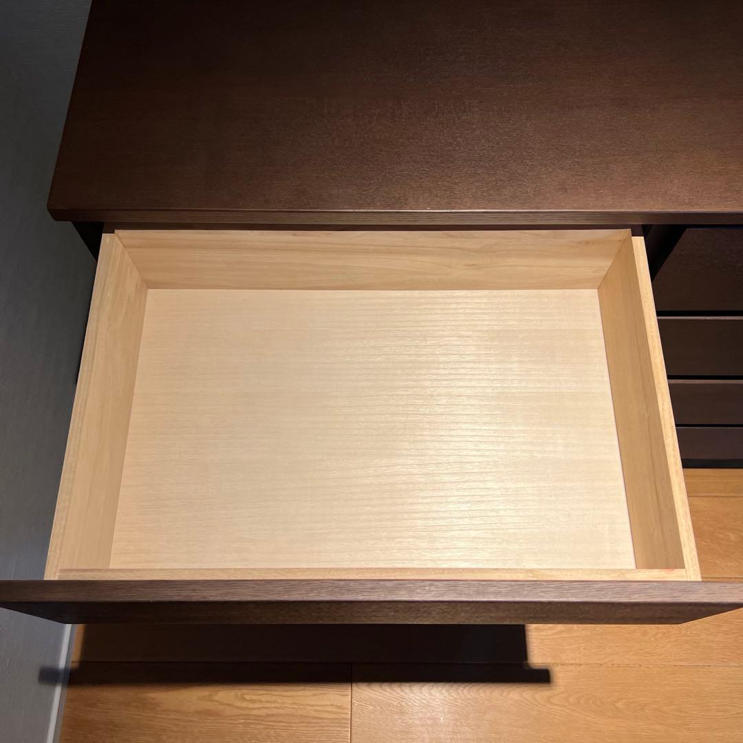 無印良品 木製チェスト 4段ワイド タモ材突板 ダークブラウン