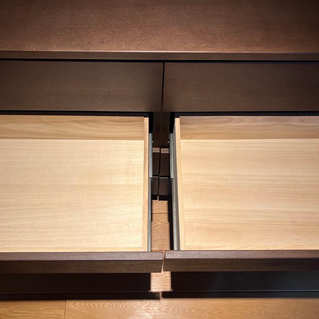 無印良品 木製チェスト 4段ワイド タモ材突板 ダークブラウン