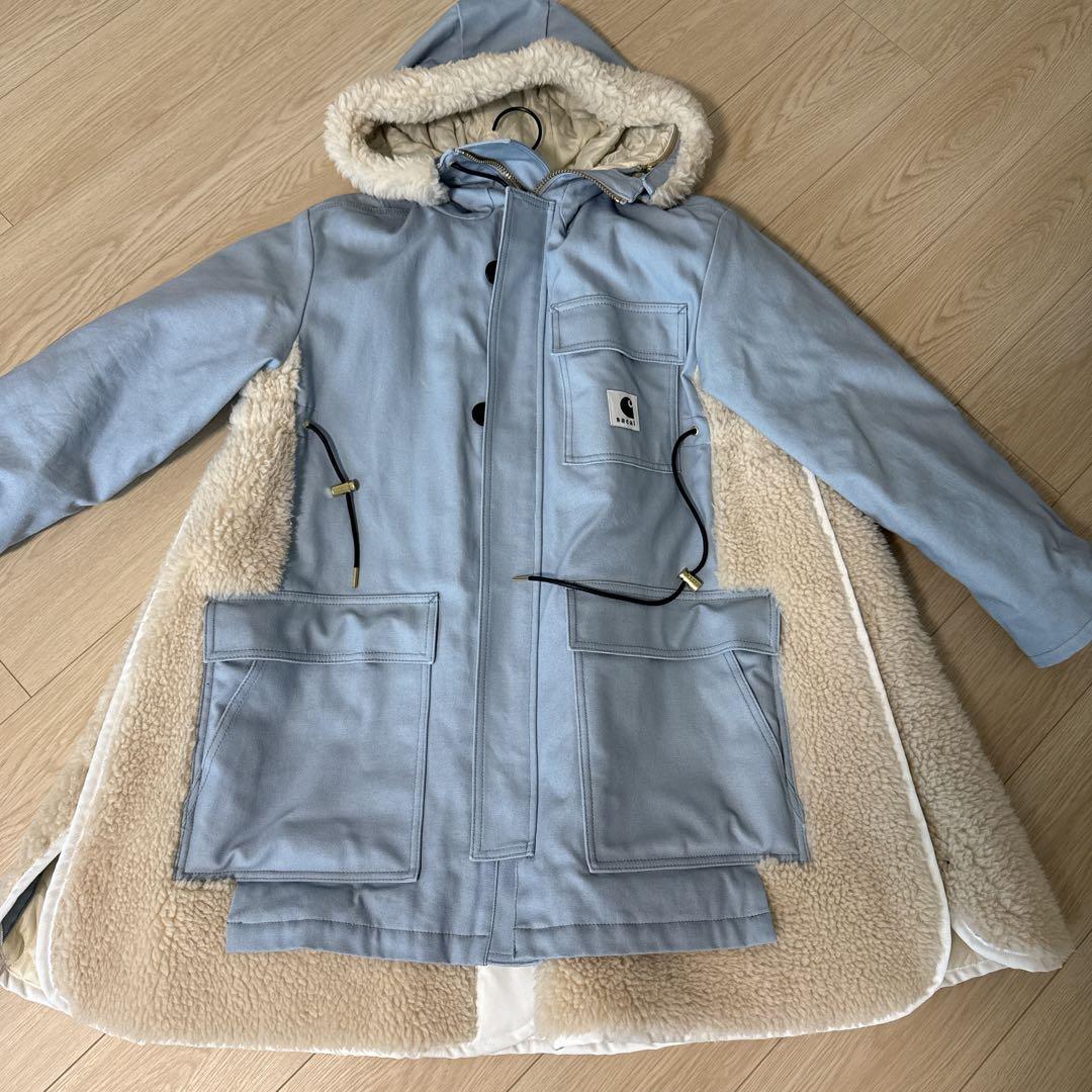 sacai カーハート　ボアコート　サイズ1 ライトブルー