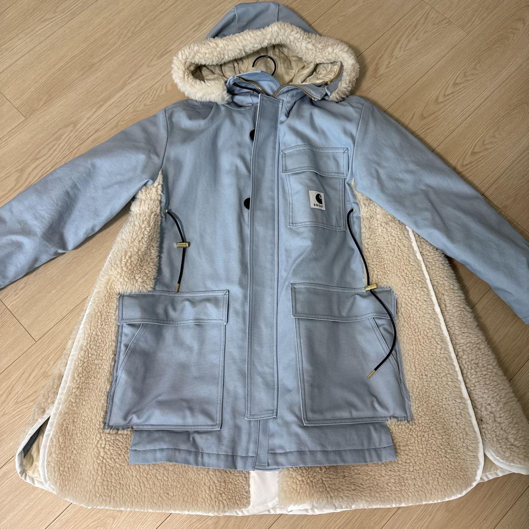 sacai カーハート　ボアコート　サイズ1 ライトブルー