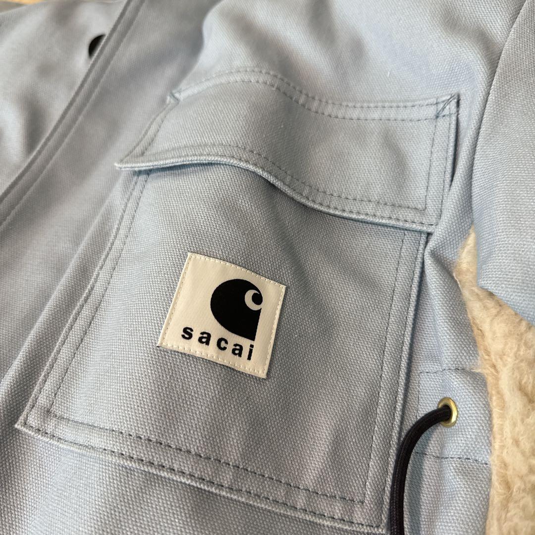 sacai カーハート　ボアコート　サイズ1 ライトブルー