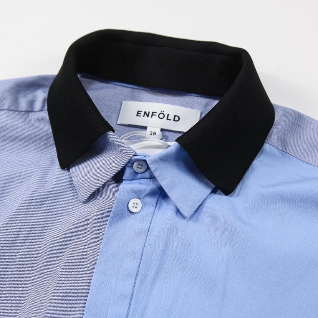 美品 ENFOLD 24AW KNIT CLERIC SHIRT グレンチェック