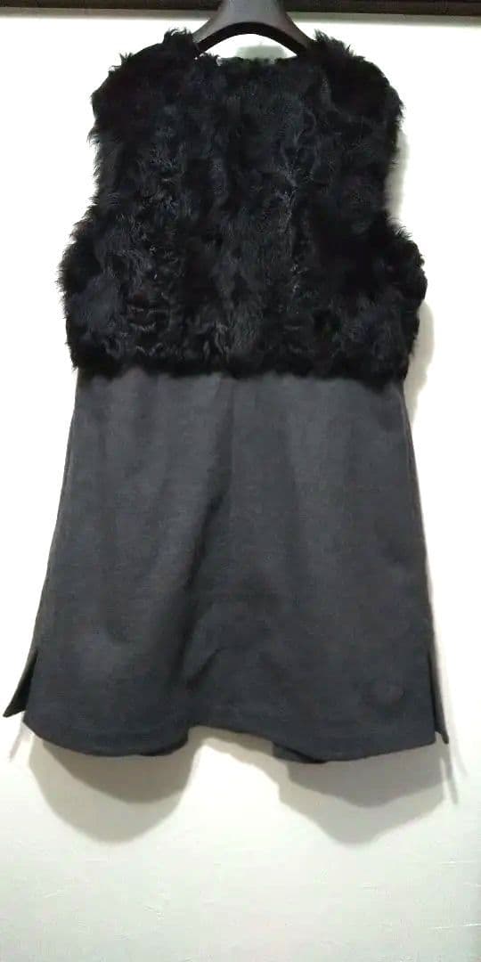 pierre cardanピエールカルダン★ファー付きロングベスト44 (LL)