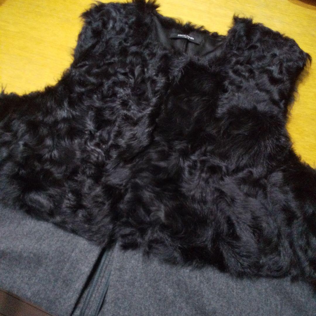 pierre cardanピエールカルダン★ファー付きロングベスト44 (LL)