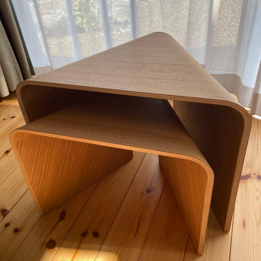 無印良品　廃盤品　重なるテーブルベンチ　オーク材　 合板スツール