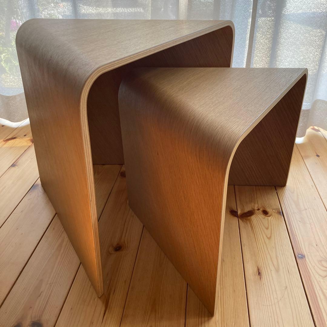 無印良品　廃盤品　重なるテーブルベンチ　オーク材　 合板スツール