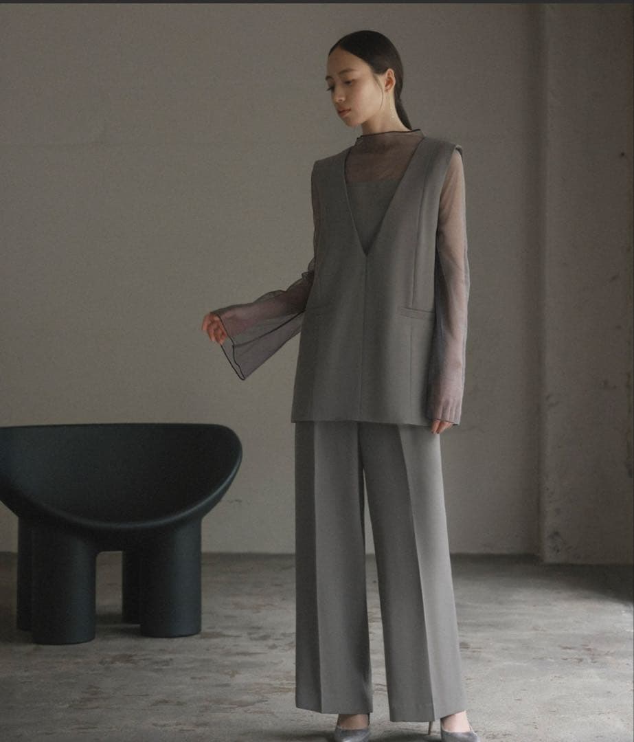 ガール　チュールレイヤードトップス・ワイドパンツ セットアップ 2点セット