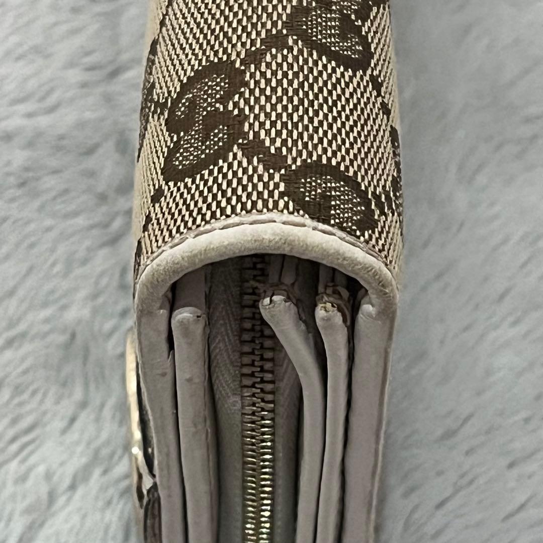 人気✨GUCCI グッチ 二つ折り長財布 GG柄 キャンバス レザー ベージュ系