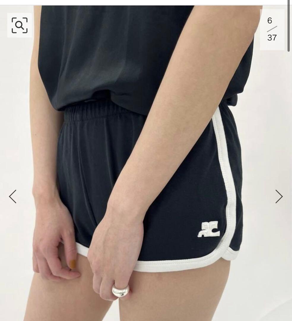 クレージュ　ベージュ コントラスト　ショートパンツ　Courreges