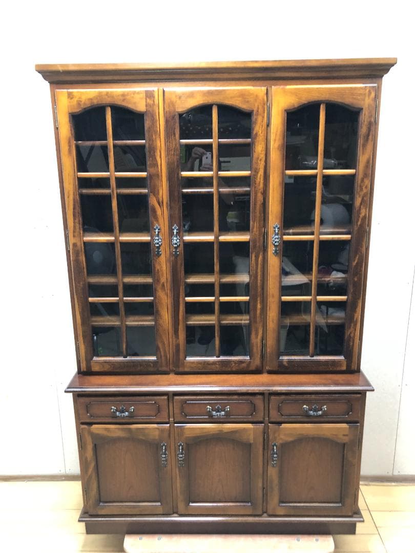 【古家具】カリモク家具 コロニアル ヴィンテージ 食器棚　750709-9