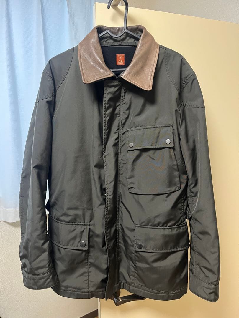 c.p.company レザー切替ミリタリージャケット　カーキ　2000s