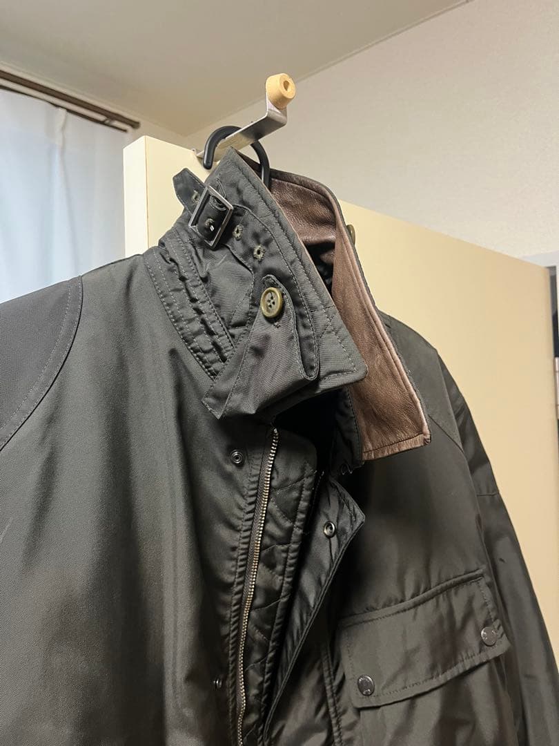 c.p.company レザー切替ミリタリージャケット　カーキ　2000s