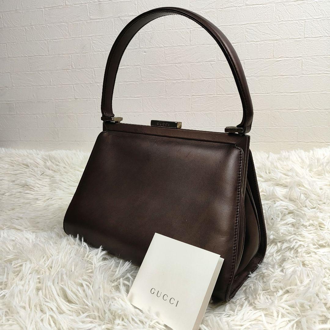 本日限定価格　グッチ　ハンドバッグ　トップハンドル　がま口　ロゴ金具　肩掛け