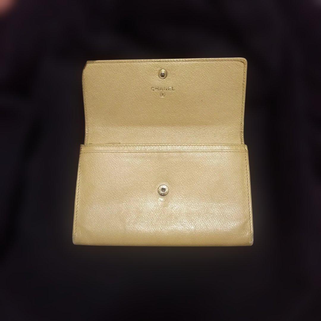 CHANEL長財布　ベェージ　ゴールドレザー　シャネル