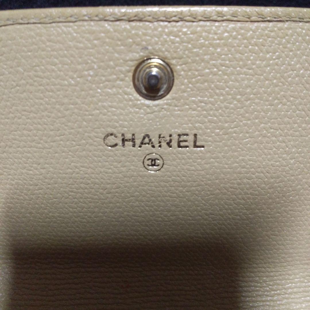 CHANEL長財布　ベェージ　ゴールドレザー　シャネル