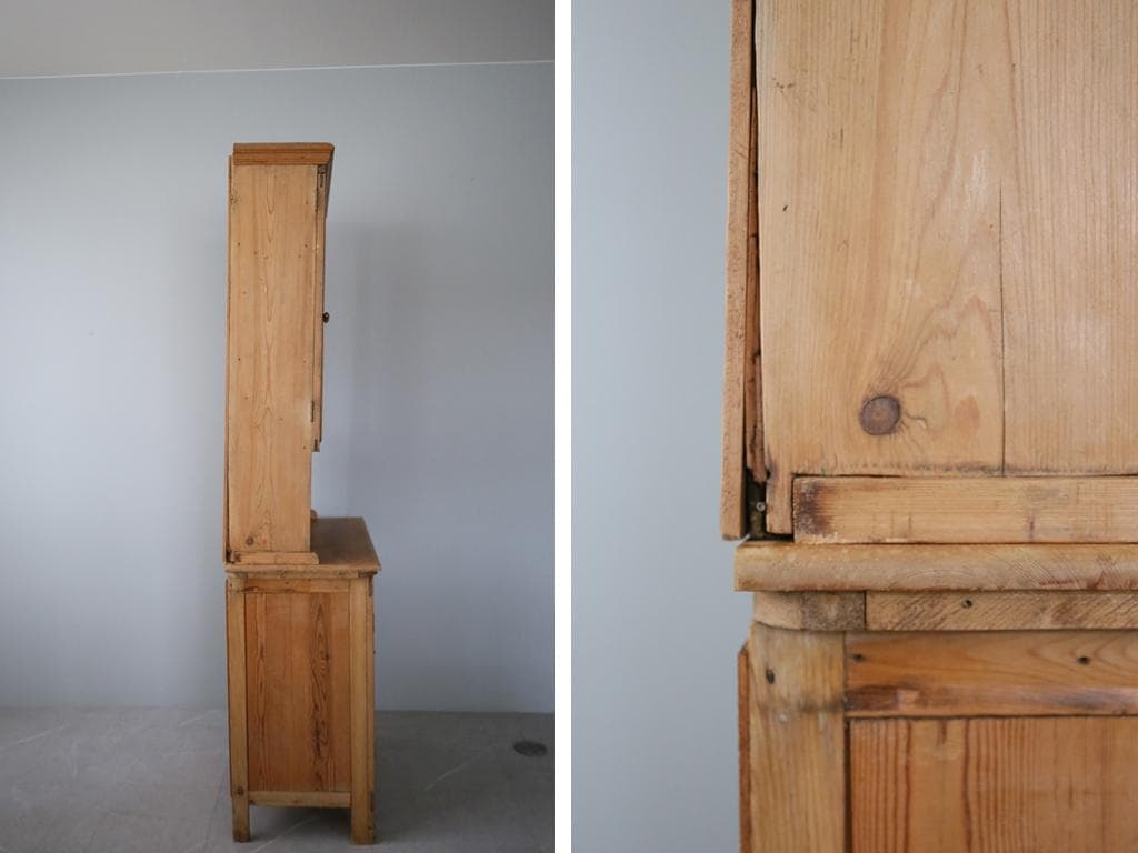 英国アンティーク古木キッチンキャビネット/木製食器棚/本棚/飾り棚(88-178