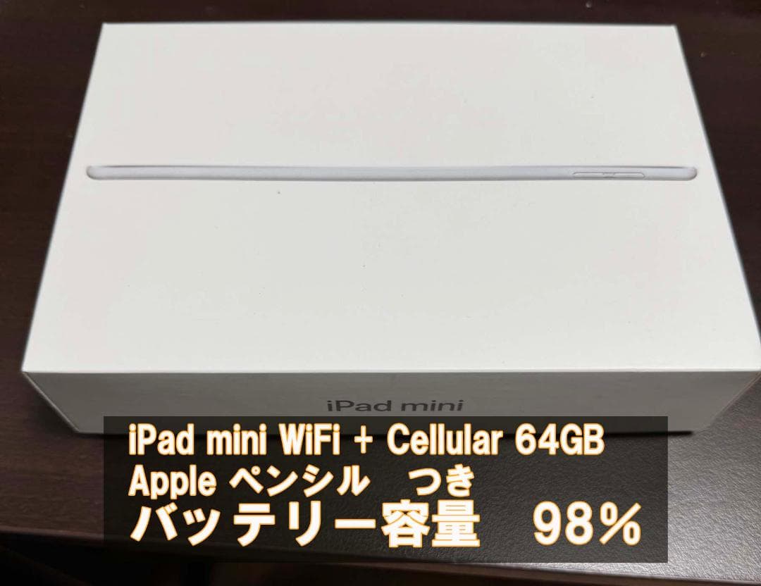 iPad mini 5th セルラー Appleペンシル 64GB バッテ98％