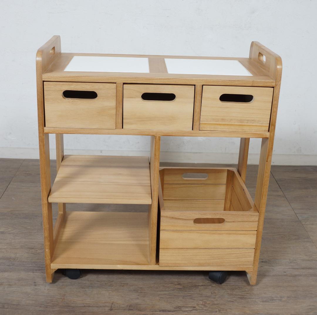 【新品・未使用】 桐製 マルチストッカー キッチンラック 収納　ワゴン