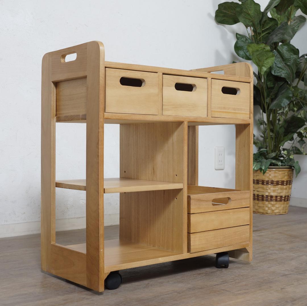 【新品・未使用】 桐製 マルチストッカー キッチンラック 収納　ワゴン