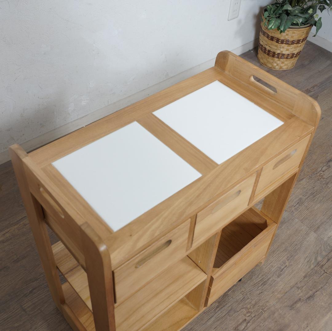 【新品・未使用】 桐製 マルチストッカー キッチンラック 収納　ワゴン