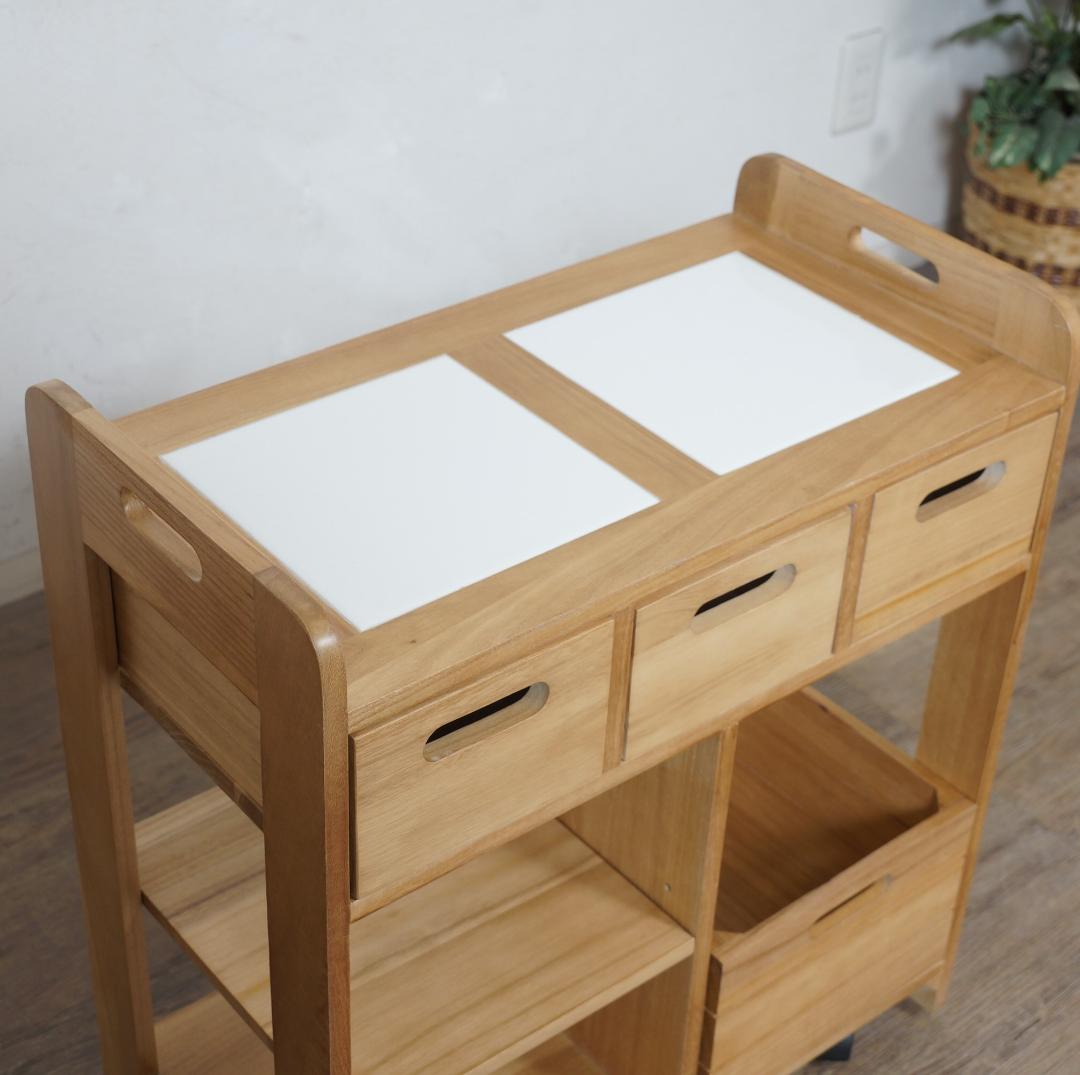 【新品・未使用】 桐製 マルチストッカー キッチンラック 収納　ワゴン