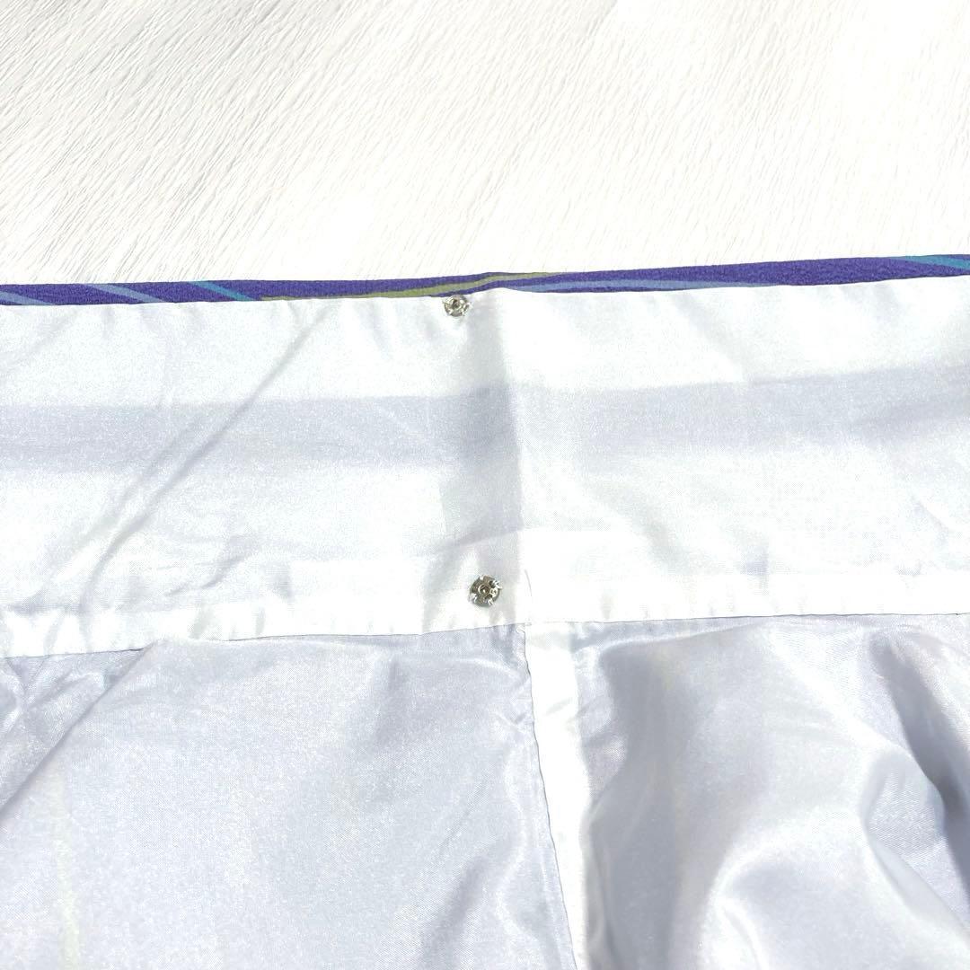 【美品✨】東レシルック　洗える着物　小紋　椿柄　青みの紫色　花文　紫系　袷　L2