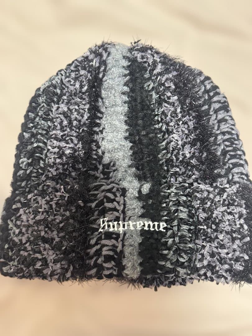 Supreme Stripe Beanie ブラック/グレー