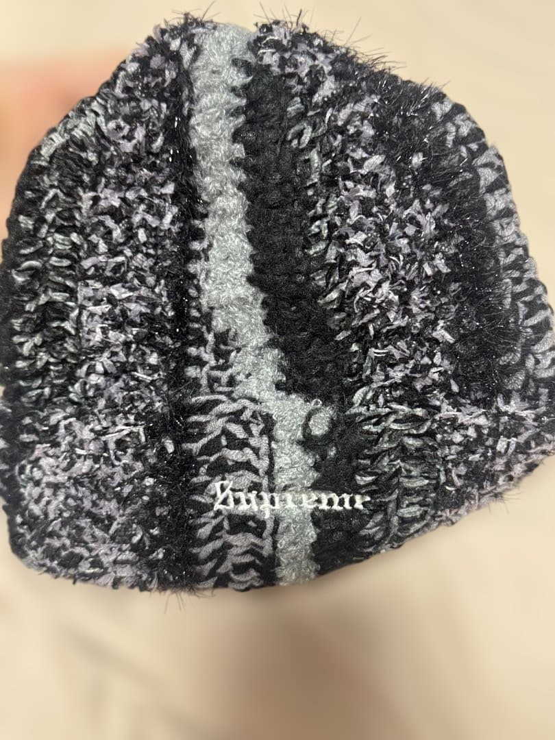 Supreme Stripe Beanie ブラック/グレー
