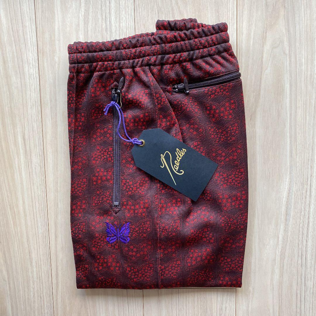 総柄　パピヨン　レッド　ストレート　needles トラックパンツ